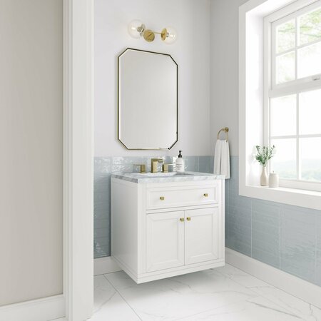 James Martin Vanities Chicago 30in Single Vanity, Glossy White w/ 3 CM Carrara Marble Top 305-V30-GW-3CAR